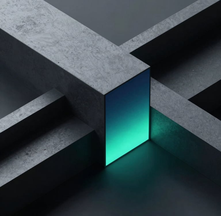 Macro shot of modern architectural lines, sharp concrete angles under dramatic lighting, abstract geometric structure