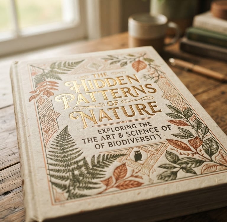 Close-up of a beautifully designed educational book cover, showing intricate typography and a subtle textured paper background, bathed in soft natural window light, shallow depth of field, 35mm, warm editorial photography.