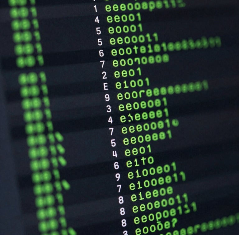 Macro shot of a matching algorithm interface with monospaced data readouts, dark obsidian background, sharp green accent lines.