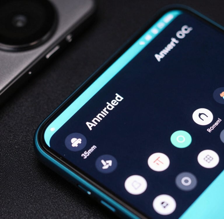 Sleek tech photography, dark studio lighting with neon cyan accents, macro device close-up of a flagship Android phone screen showing a high-performance system monitor interface, sharp focus, 35mm