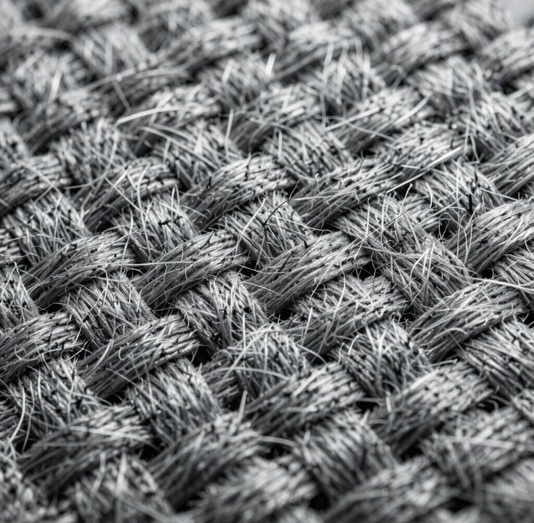 Extreme close-up of high-integrity ballistic fiber weave under cold, high-contrast studio lighting, showcasing precise technical patterns and zero material defects.