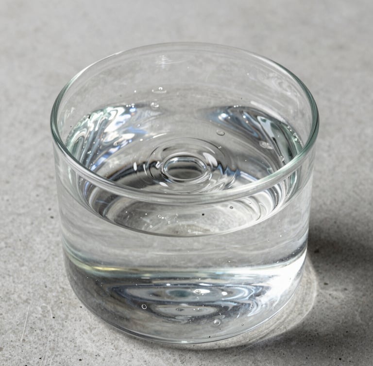 Macro shot of a glass vortex chamber spinning with water, sharp studio lighting, high-contrast glass refractions, cool tones, concrete countertop background