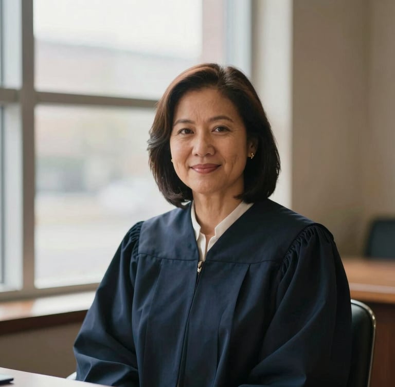 An environmental portrait of a professional attorney in a Woodbridge office setting, warm natural window light, shallow depth of field, 35mm