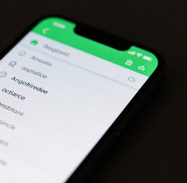 Macro close-up of a modern Android phone screen displaying a clean monospaced system utility UI, sharp electric green accents, dark ambient studio lighting, shallow depth of field