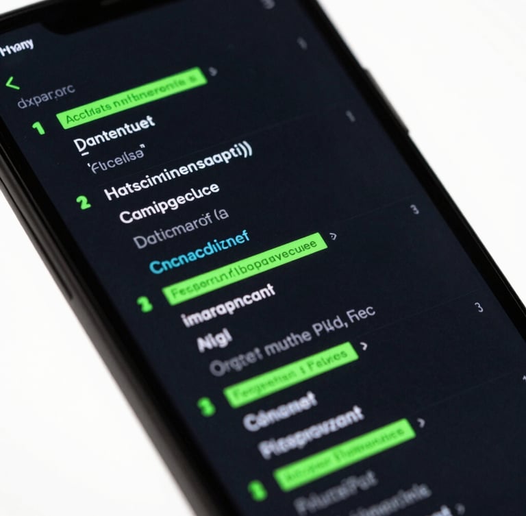 Sleek dark-mode tech photography of a high-resolution Android screen showing fluid UI code, vibrant neon green accent lighting, high-contrast deep shadows, 35mm macro detail