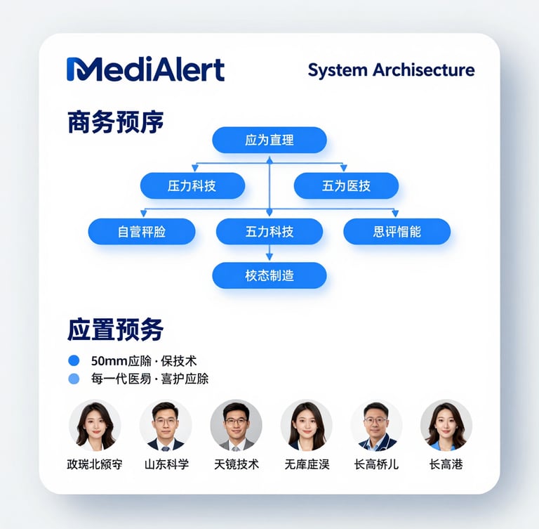 High-resolution project poster for MediAlert, showcasing system architecture, key features, and team members, clean studio lighting