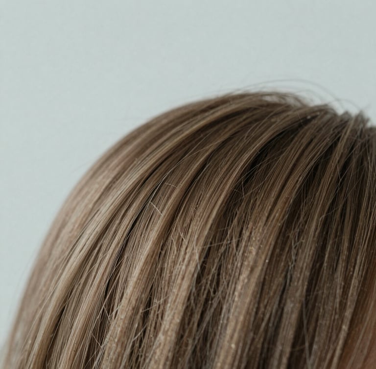 Macro shot of healthy hair texture under soft, diffused north-facing daylight, shallow depth of field, 35mm