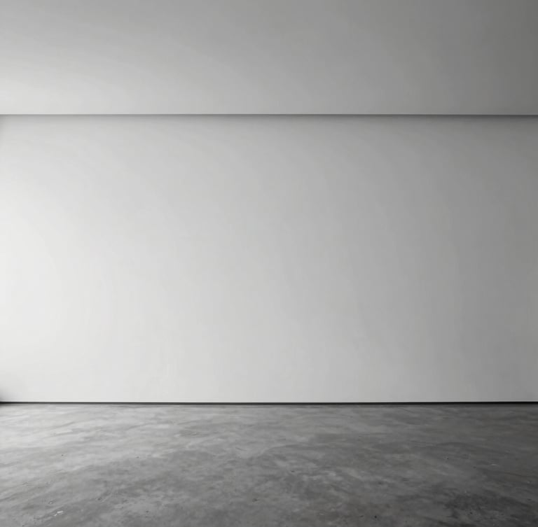 minimalist architectural space, clean lines, soft natural diffused light, desaturated black and white, sharp focus, 35mm architectural lens, eye-level framing, generous negative space
