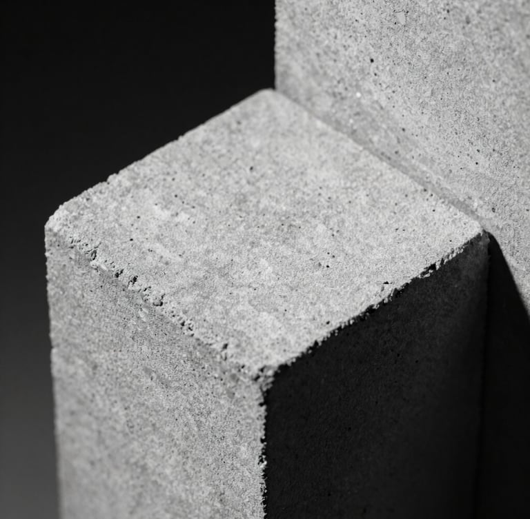 Stark minimalist photography of macro-scale crystalline bio-scaffold, high-contrast monochrome with concrete tones, harsh directional light, macro lens, sharp focus