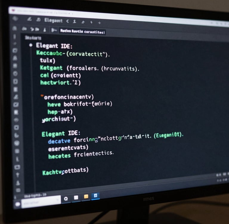 Elegant IDE code blocks of native Kotlin coroutines on a dark monitor, clean architectural patterns highlighted in subtle mint-green syntax coloring