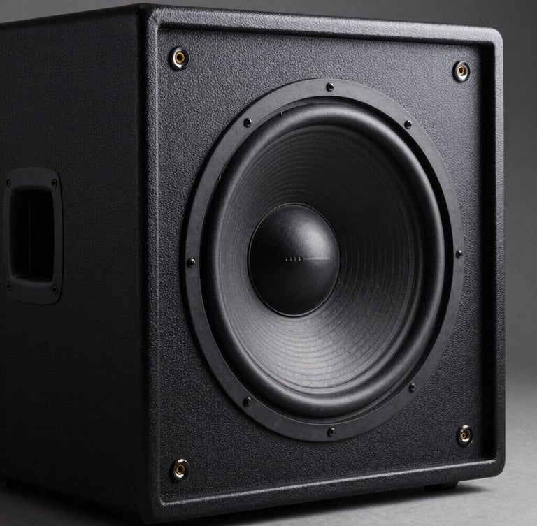 A clean, structured view of the Aman Haroon loudspeaker cabinet, showing the rugged black textured paint finish and the heavy-duty die-cast aluminum frame, dramatic side lighting