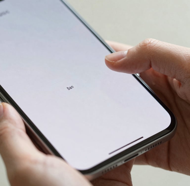 Close-up macro shot of hands interacting with an Android device showing a clean, high-performance app interface, subtle tech patterns in the background, natural daylight, shallow depth of field, 35mm