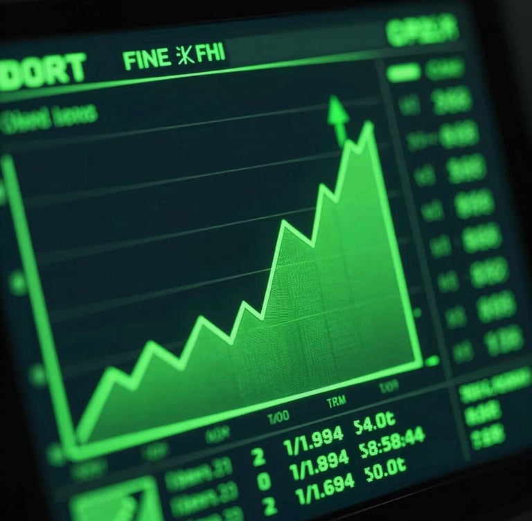 Extreme macro shot of a dark neon-green trading terminal dashboard, glowing analytics graphs, ultra-sharp focus on rising pipeline metrics, high-contrast digital texture