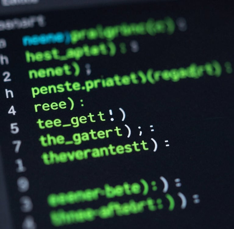 Extreme close-up macro shot of a dark-mode code editor with glowing neon green syntax highlighting, shallow depth of field, sharp focus on terminal commands.