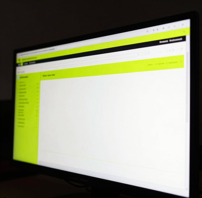 Macro shot of a clean data dashboard on a physical screen, neon lime accents, dark ambient office lighting, shallow depth of field