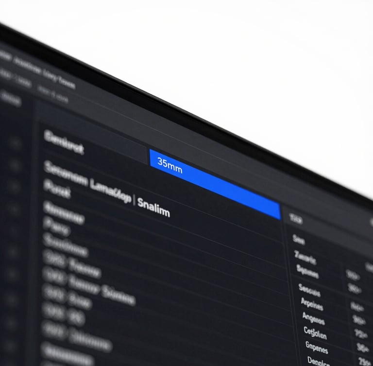 Close-up of a high-end tech interface showing data streams, cool-toned high-key studio lighting, stark monochrome with electric blue accent, sharp focus, 35mm
