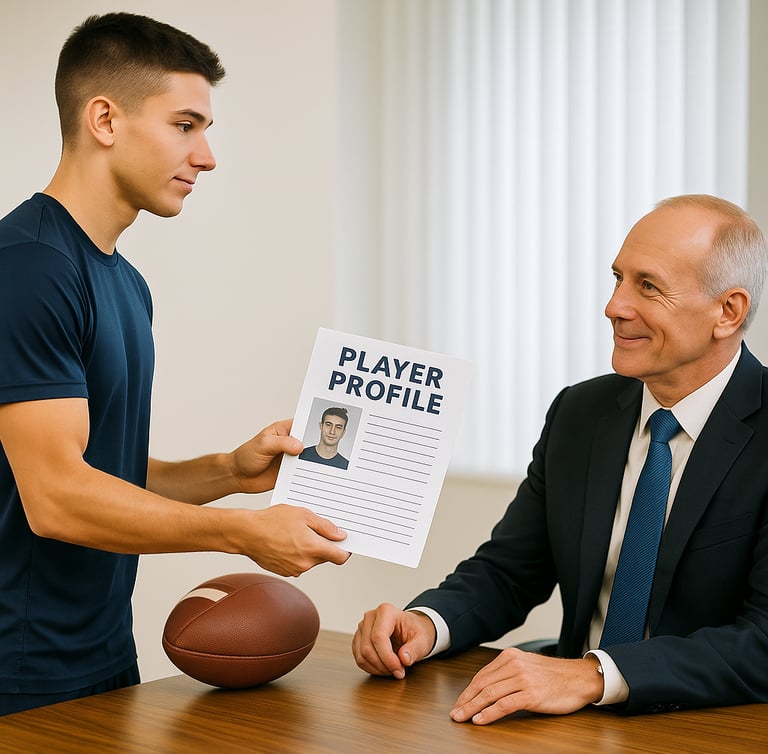 Athlete giving his Player Profile to a Coach Is Like Handing Your Resume to a Fortune 500 CEO