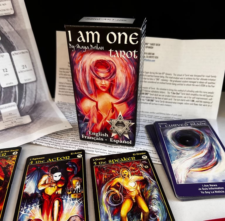 I Am ONE Tarot Deck 78 tarot cards instructions text and spiral map