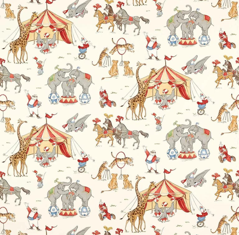 Papier peint d'élephants dans un cirque, de girafes et de Dumbo volant