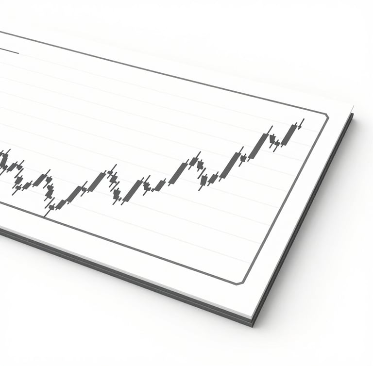 Orthographic view of a clean abstract financial ledger chart, minimalist 3D render, precise slate-gray lines on white background, soft studio lighting