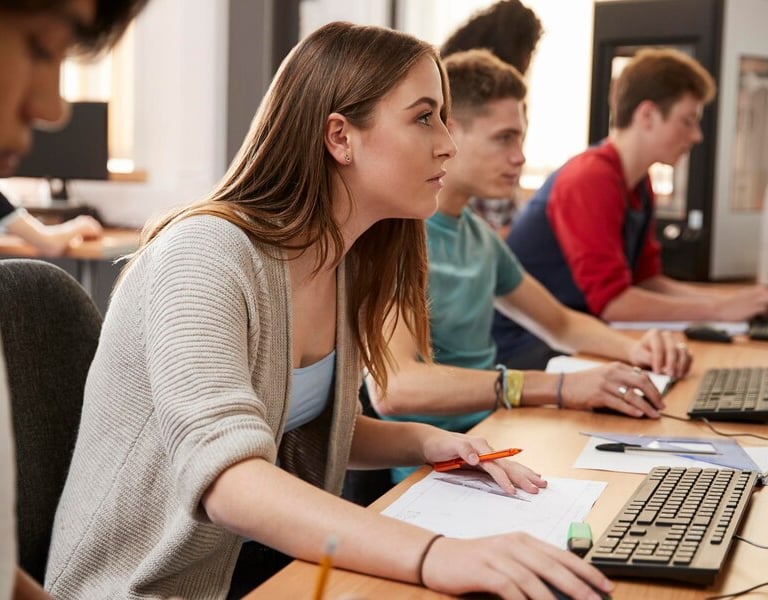 students sitting an online GMAT test