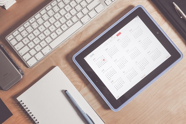 photo calendrier sur une tablette