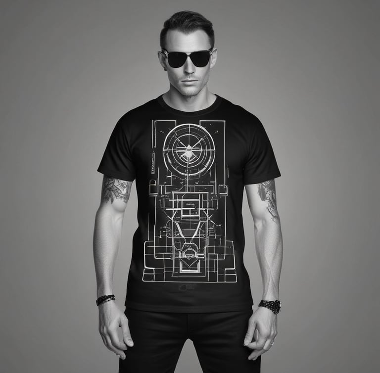 camiseta negra techno 