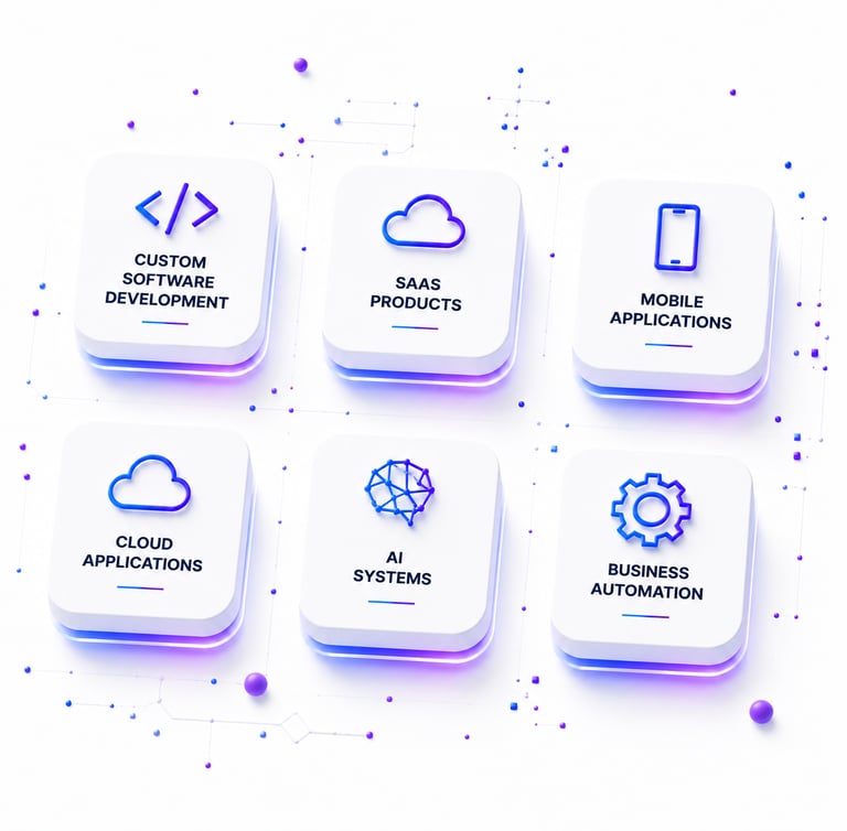 Custom software development services including SaaS, mobile apps, cloud applications and automation.