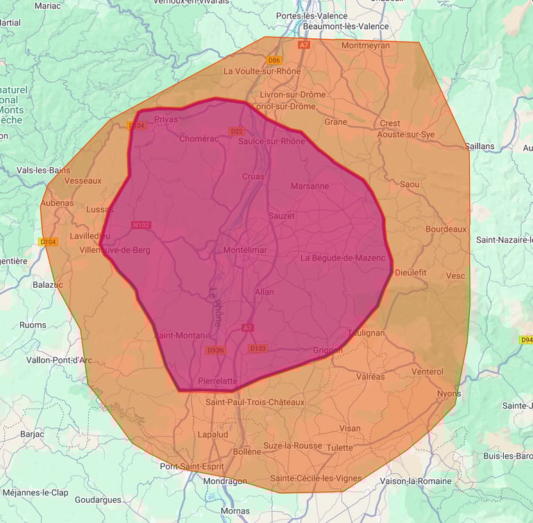 Zone de déplacement à domicile