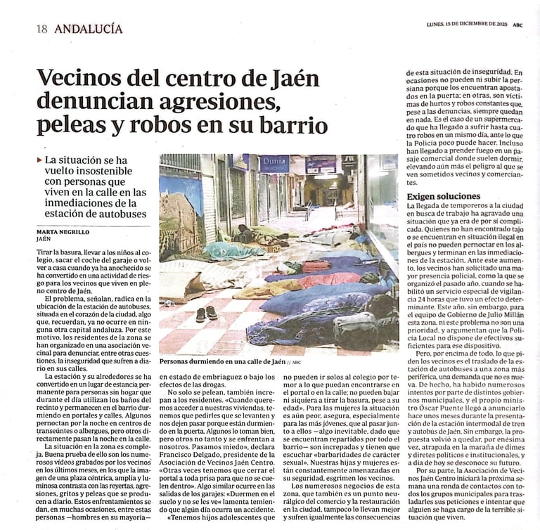 Jaen centro l asociacion de vecinos Entrevista en periódico ABC sobre nuestra Asociación. Jaen