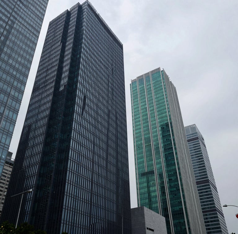 Sleek corporate high-rise buildings representing financial growth and business expansion