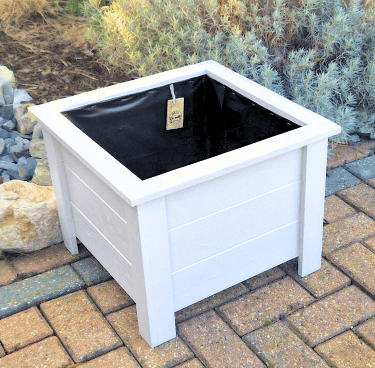 Wooden square planter on legs