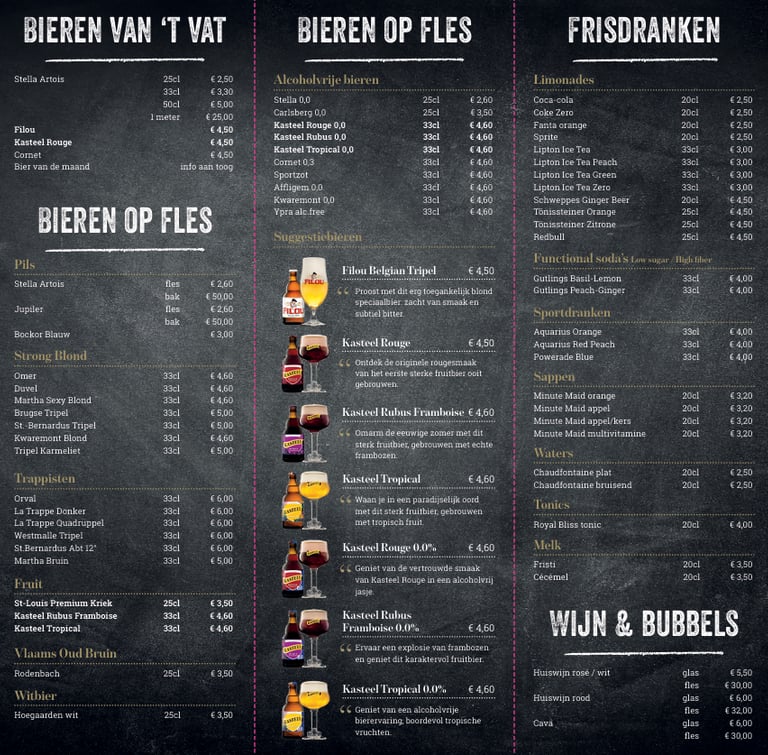 Menu sportcafé waregem Sportkaffee Desselgem