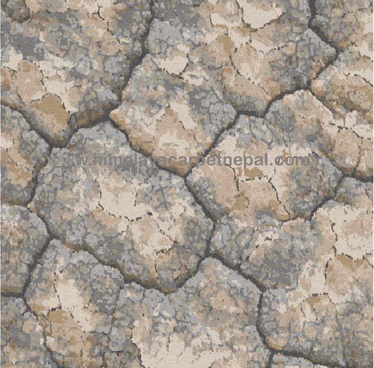 Custom Rugs - Gradient abstract hand-knotted rug inspired by parched earth and volcanic rock