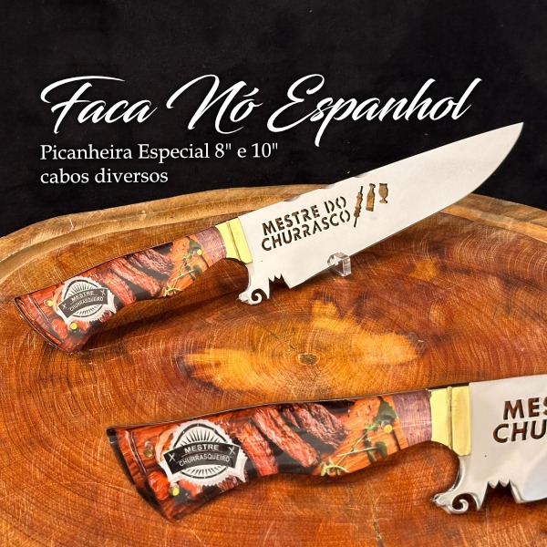 Faca para churrasco lâmina nó espanhol