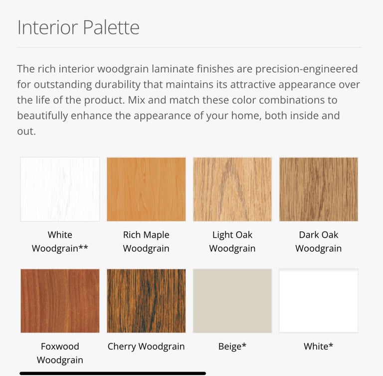 Interior Window Color Options