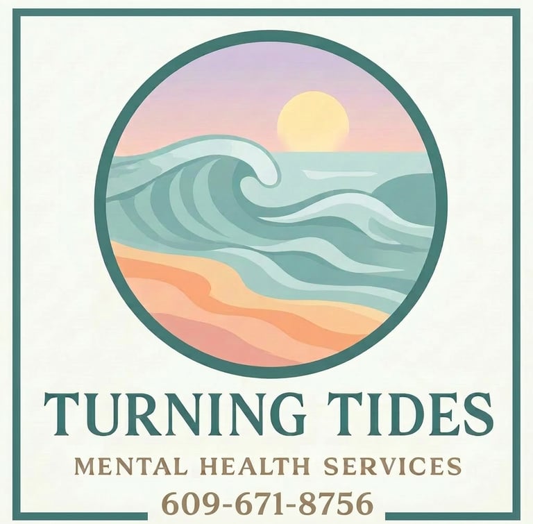 Turning Tides logo with pastel waves