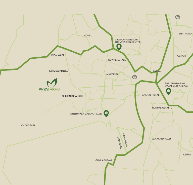 Avya Farms Bangalore location map