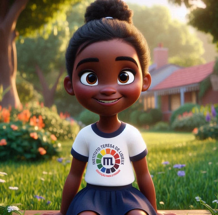 Aluna feliz em um jardim