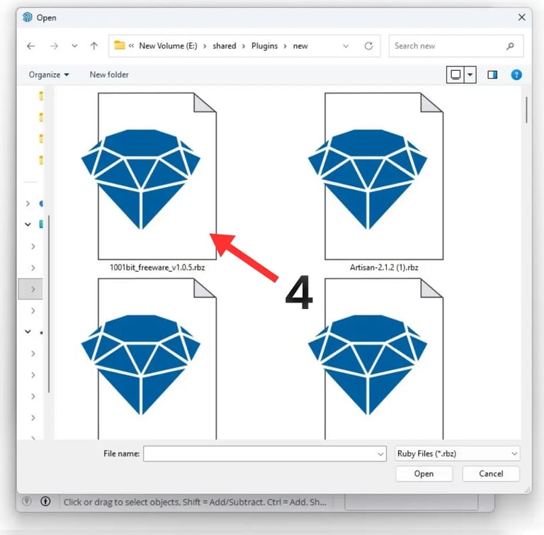 How to Install SketchUp Plugins (.RBZ) – Step-by-Step Guide 4 Selecting a SketchUp RBZ plugin file