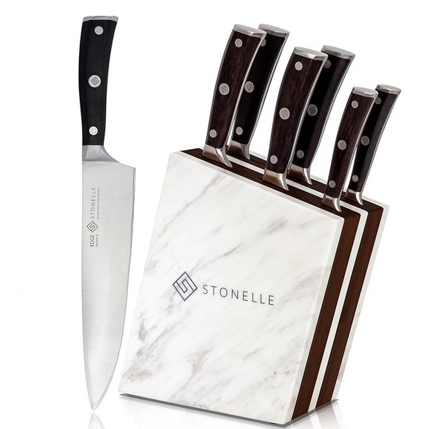 stonelle professional knife set marble block