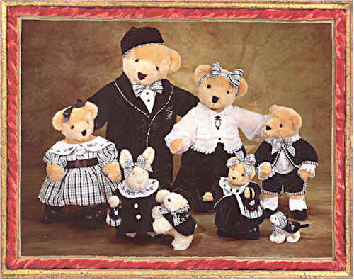 VanderBear Family teddy bears dressed in black & white outfits