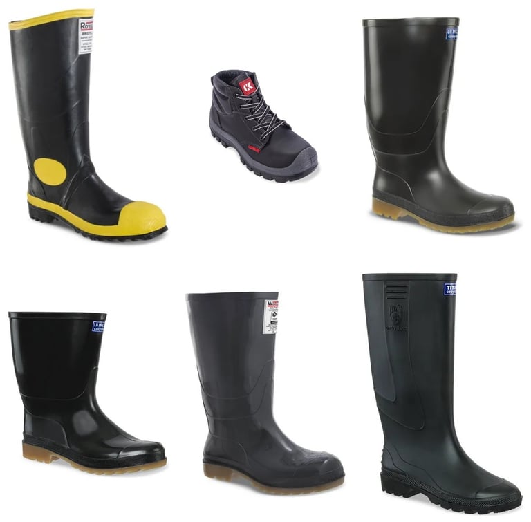 Botas de seguridad industrial con con puntera en policarbonato, botas plásticas y pvc