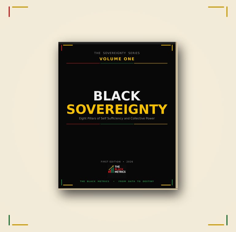 Black Sovereignty book cover by The Black Metrics focusing on self-sufficiency and collective power.