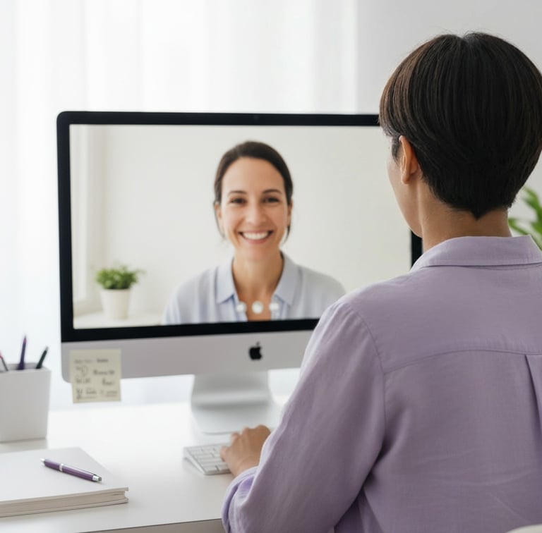 consulenza brand designer che lavora a una brand identity con palette colori, laptop e bozze