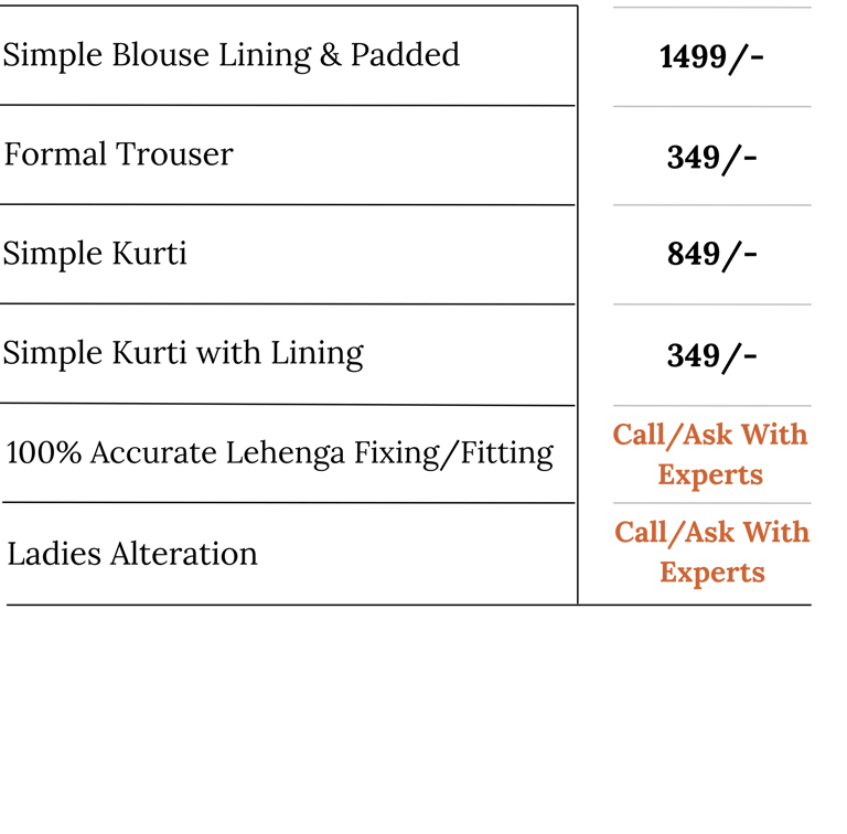 Tailoring Outfit price