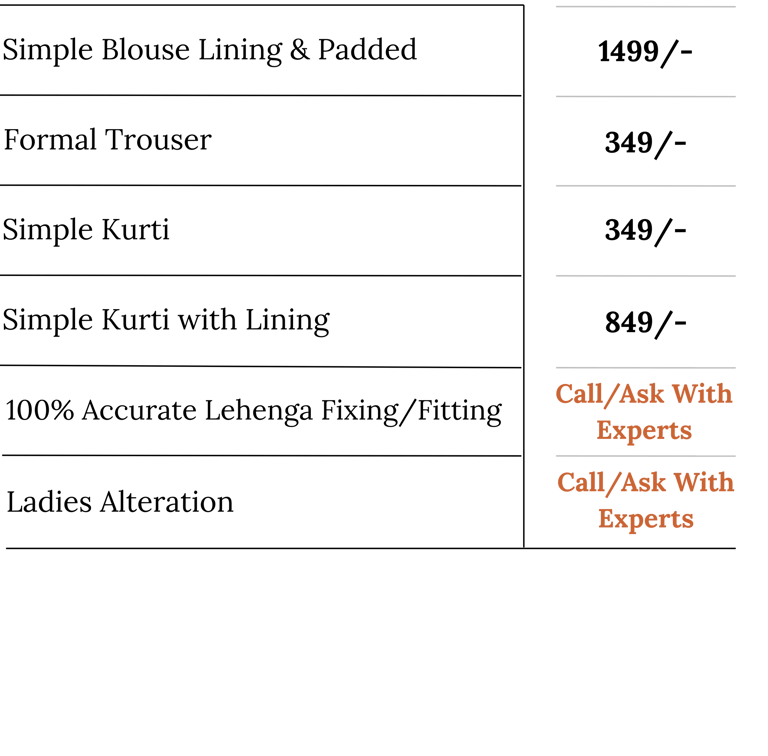 Tailoring Outfit price