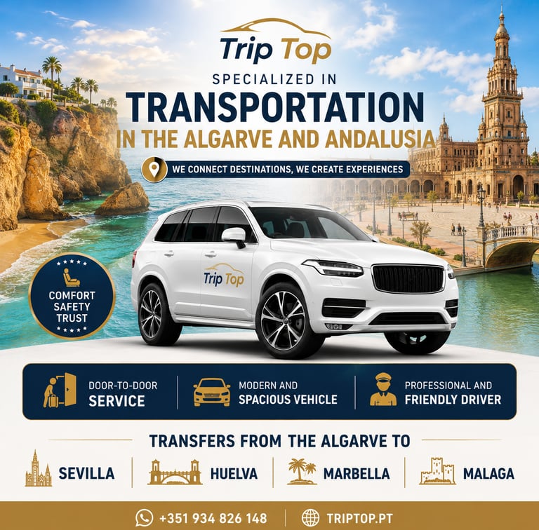 White luxury SUV for Trip Top transportation and transfer services in the Algarve and Andalusia region.