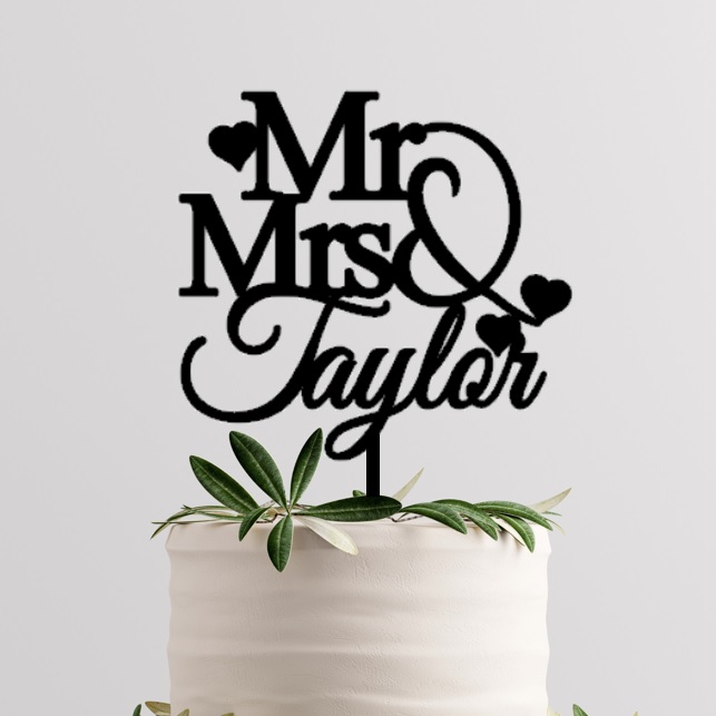 TBD005 - Mr & Mrs Surname with Solid Hearts £6