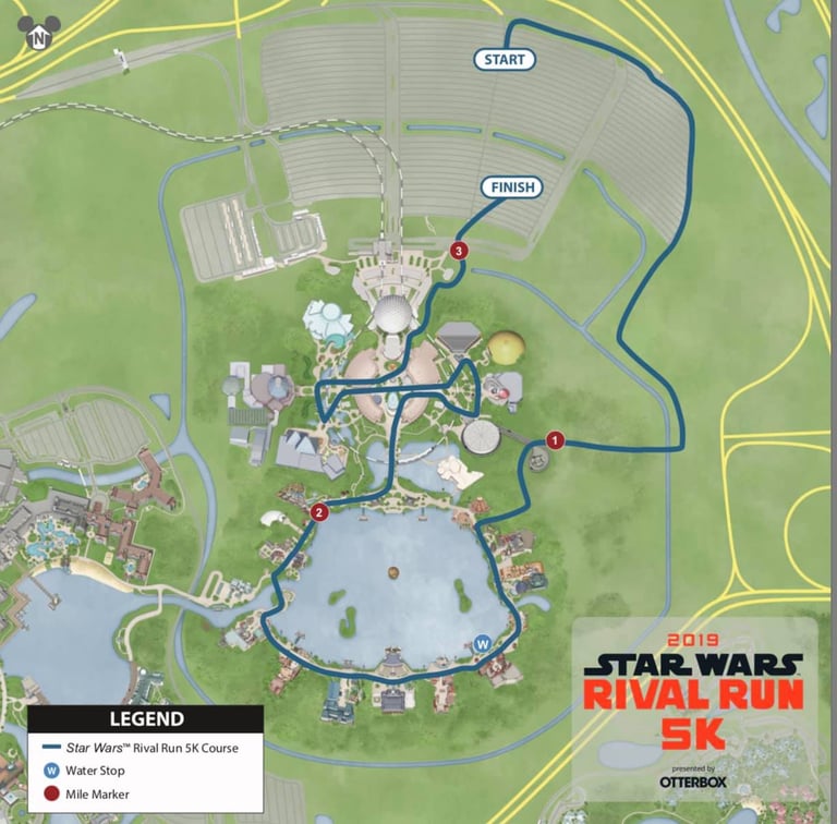 2019 runDisney Star Wars Rival Run Half Marathon Weekend 5K Course Map